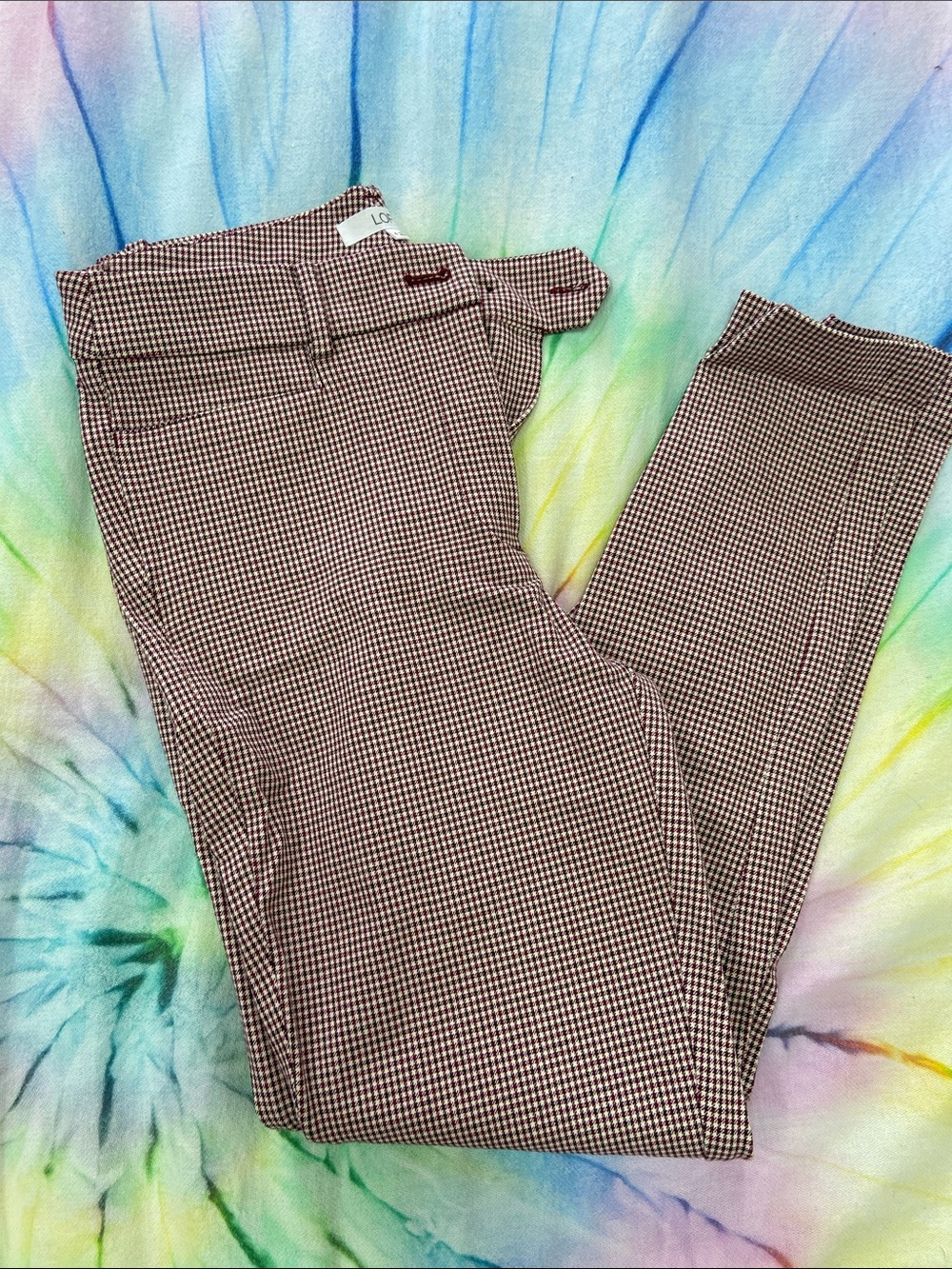 LOFT Brown and White Micro-Check Skinny Pants Lot 6